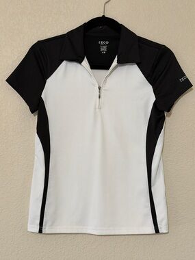 Izod Cool FX Women's Short Sleeve White Top with Black Accents- Size XS